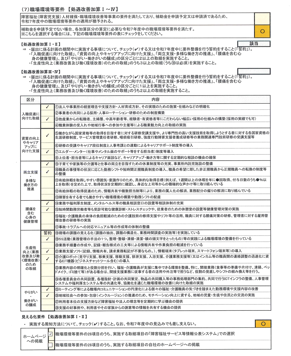 職場環境等要件について